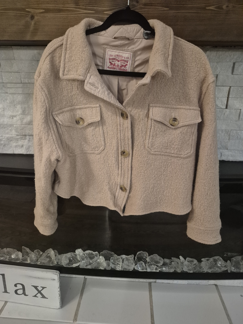 Levi's Creamy Pink Teddy Sherpa Button Jacket